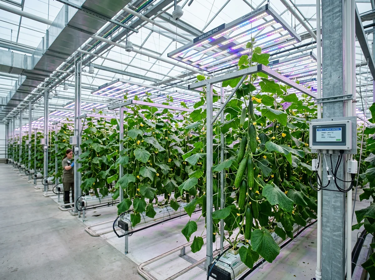 Gurken im Gew&auml;chshaus