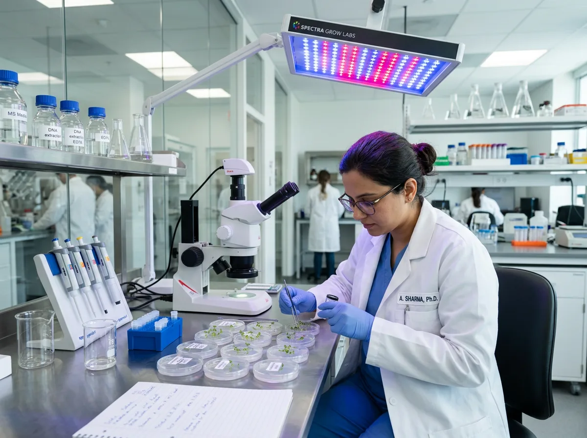 Laboratoire de recherche avec &eacute;clairage contr&ocirc;l&eacute;