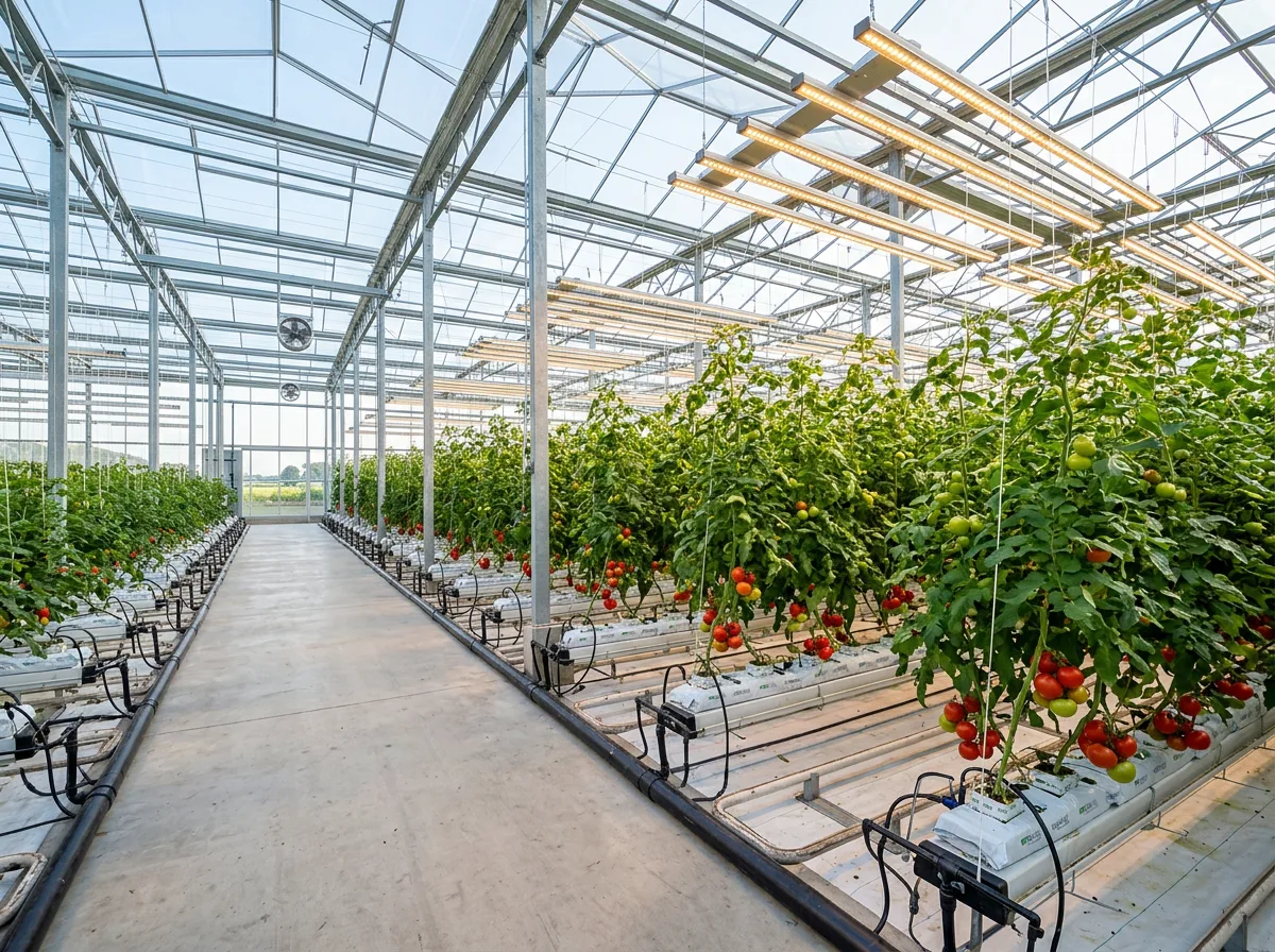 Modernes Gew&auml;chshaus mit optimierter Bew&auml;sserung
