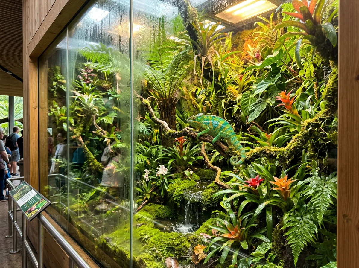Serre tropicale avec &eacute;clairage LED pour animaux